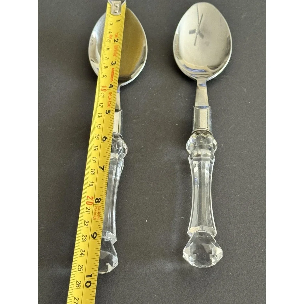 Bellamo 2‎ Piece Serving Utensil Set Vintage Lucite Handles Stainless Spoon